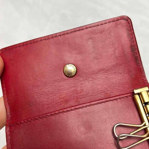 Auth. LV Louis Vuitton Vernis Red Monogram Multicles 4 Key Ring Wallet Vintage - Picture 15 of 17